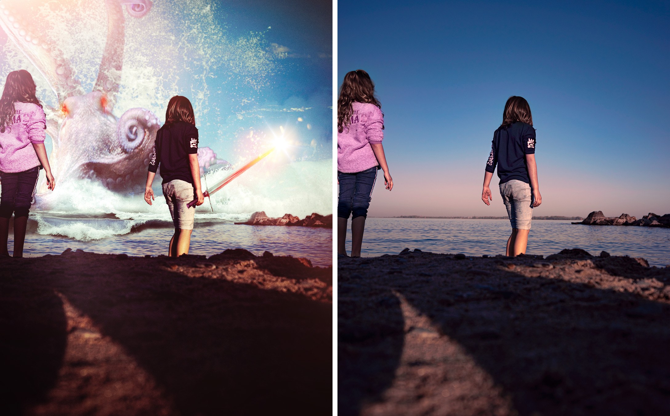 Fighting a giant octopus