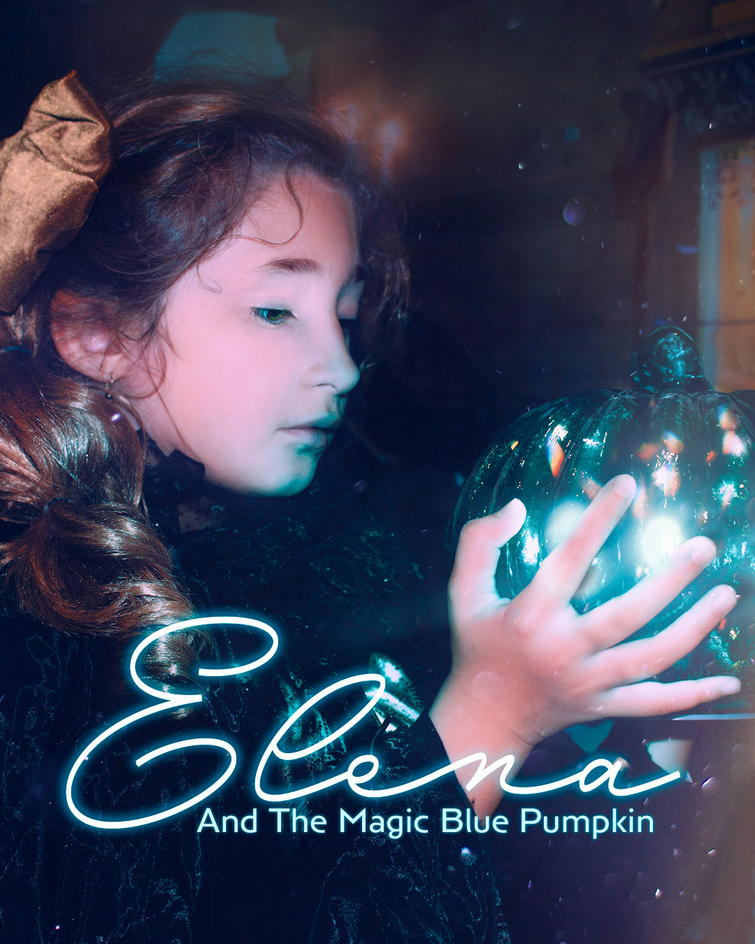 Girl in halloween costume with bird skeleton