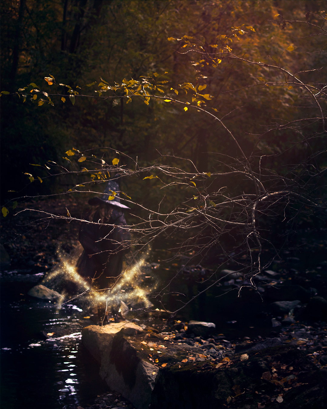Girl walking in the woods